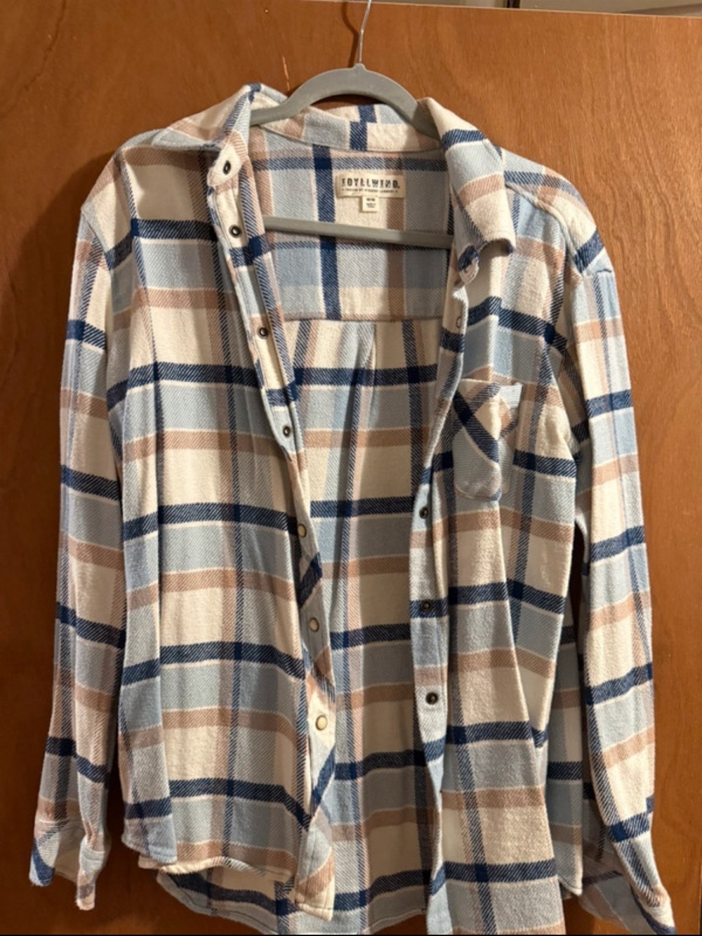Idyllwind Cream, Blue & Tan Plaid Button-Down Shirt